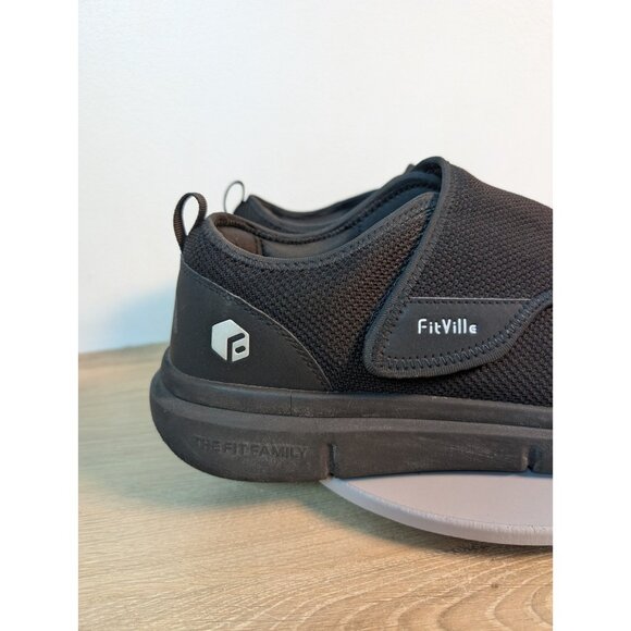 FitVille Marca Diabetic Shoes Mens Size 14 W Wide Black Hook And Loop Comfort - Picture 5 of 11